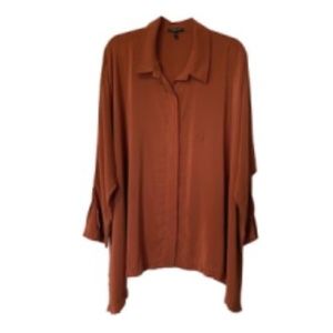 Eileen Fisher Burnt Orange 100% Silk Blouse 1X